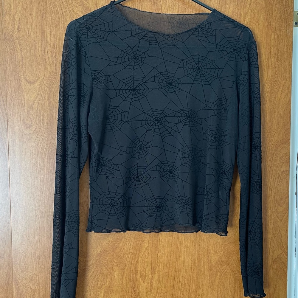 Forest Ink Black Fitted Crop Long Sleeve Tee